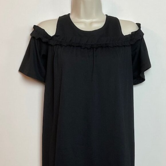 LC Lauren Conrad Exposed shoulder Sz PM Black Ruffle top *Closet Coupon Eligible - Picture 2 of 11